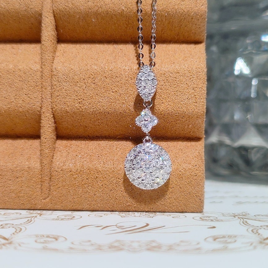 14k Gold 0.48 Ct Natural H Diamond Necklace: Ref:231096066 // gold content:14k gold // main gemstone:diamond // shape:round // carat weight:0. 48ct // clarity grade:vs-si // color:h // treatment:natural // cut grade:g // Condition: New High