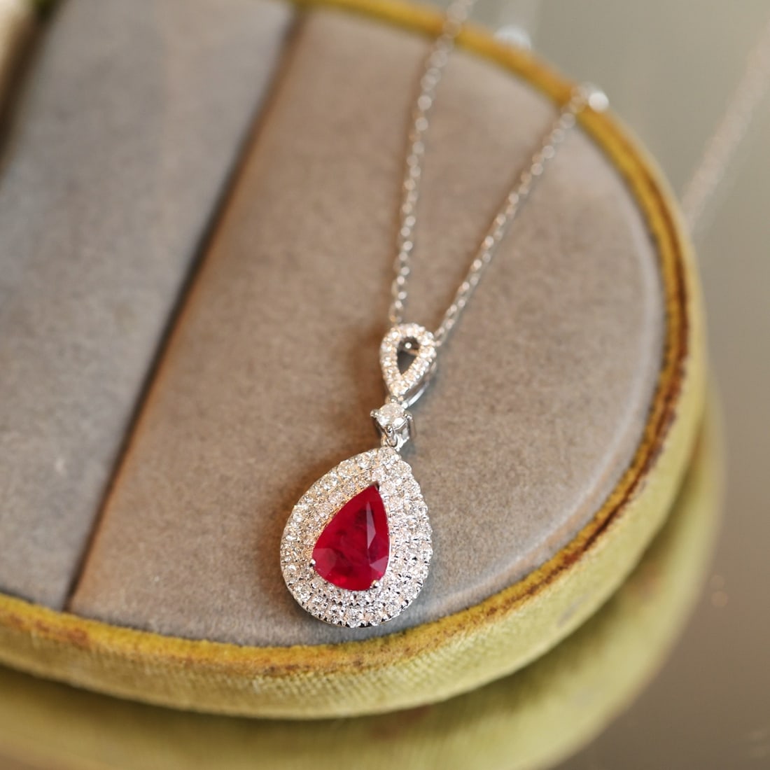 14k Gold 1.42 Ctw Natural Ruby & Diamond Pendant( Without Chain ) - 3