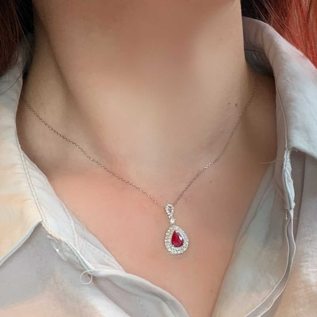 14k Gold 1.42 Ctw Natural Ruby & Diamond Pendant( Without Chain ) - 4