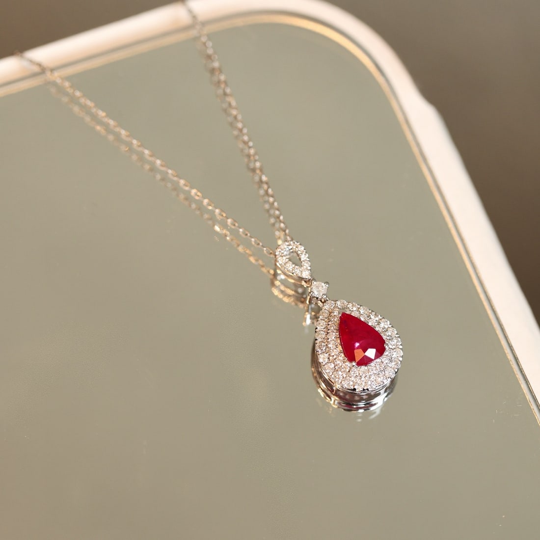 14k Gold 1.42 Ctw Natural Ruby & Diamond Pendant( Without Chain ) - 5