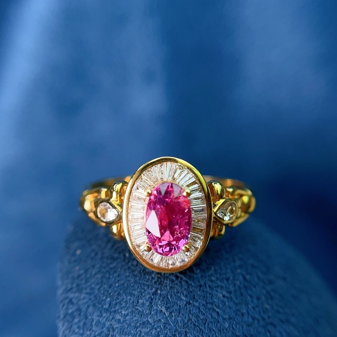 14k Gold 1.00 Ct Natural Ruby & Diamond & Sapphire Ring - 2