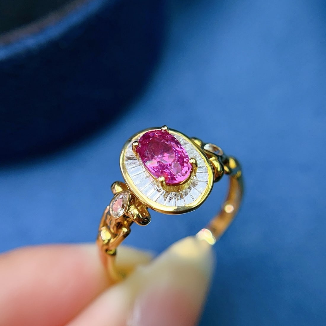14k Gold 1.00 Ct Natural Ruby & Diamond & Sapphire Ring - 3