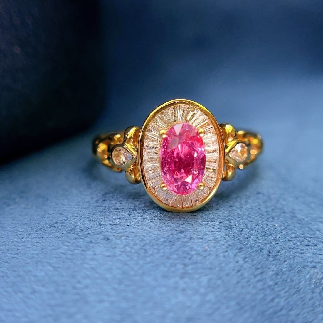 14k Gold 1.00 Ct Natural Ruby & Diamond & Sapphire Ring - 5