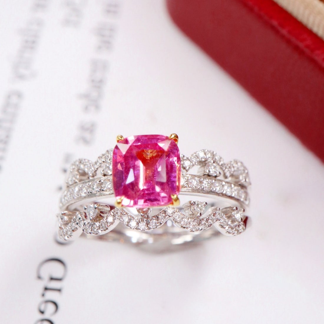 14k Gold 1.58 Ctw Natural Spinel & Diamond Ring - 3