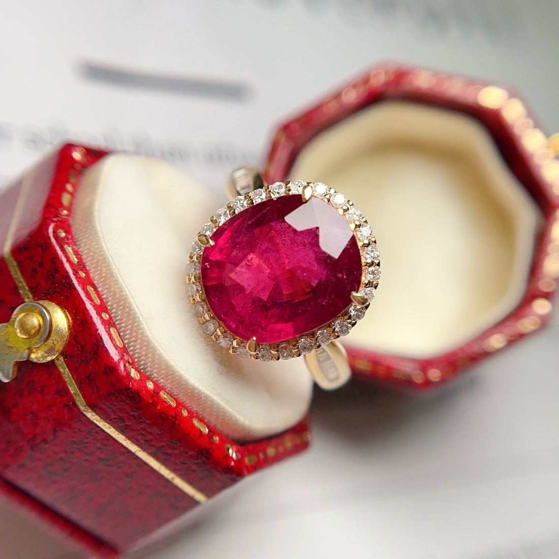 14k Gold 5.50 Ct Natural Tourmaline & Diamond Ring - 5