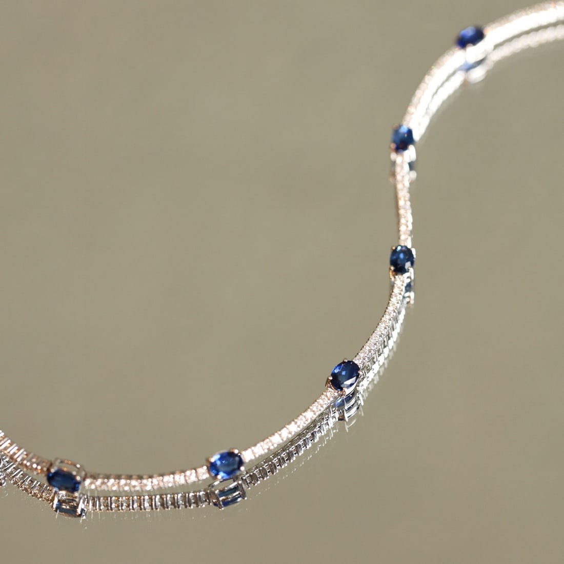 14k Gold 3.52 Ctw Natural Sapphire & Diamond Bracelet - 5