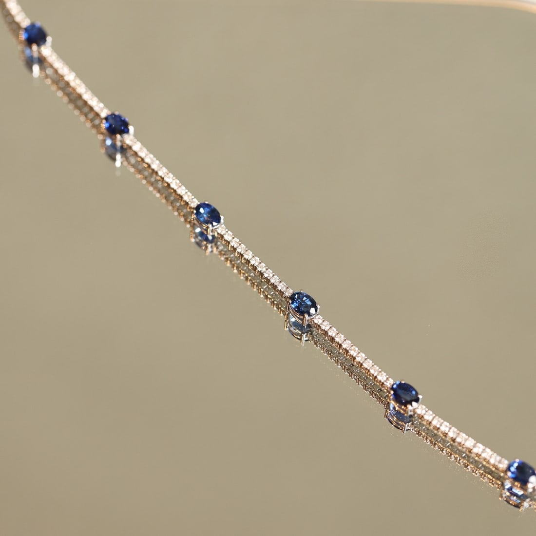 14k Gold 3.52 Ctw Natural Sapphire & Diamond Bracelet - 6