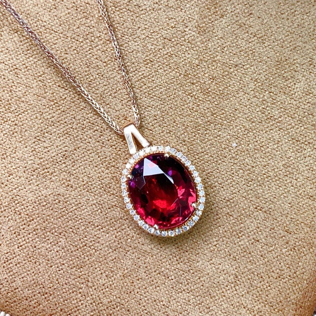 14k Gold 2.96 Ctw Natural Tourmaline & Diamond Pendant( Without Chain ) - 2