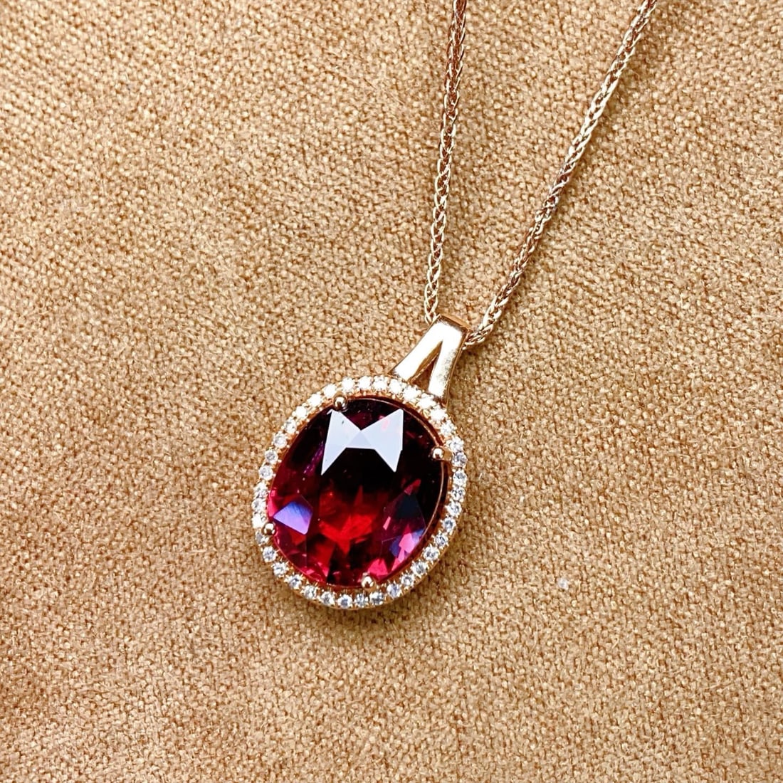 14k Gold 2.96 Ctw Natural Tourmaline & Diamond Pendant( Without Chain ) - 3
