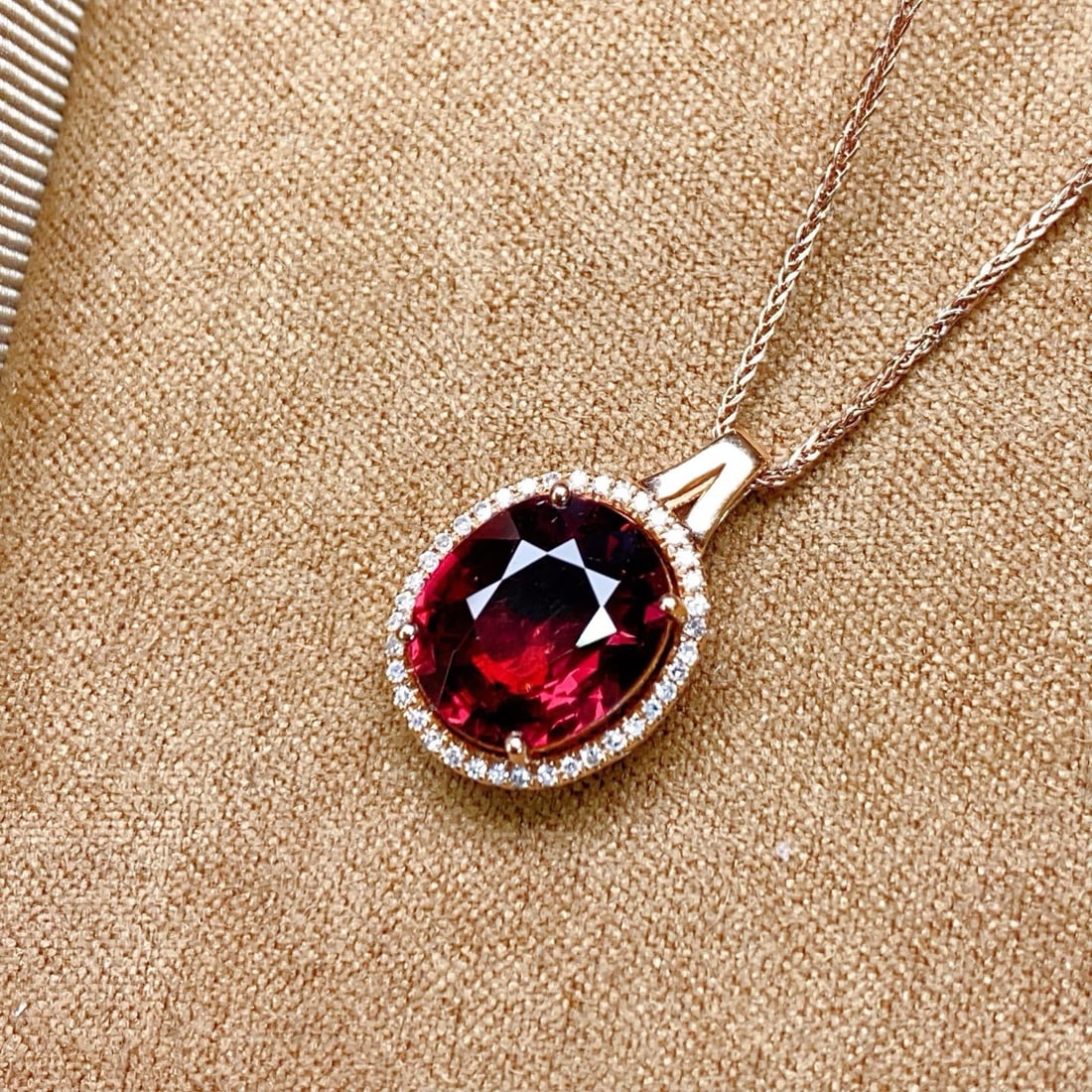 14k Gold 2.96 Ctw Natural Tourmaline & Diamond Pendant( Without Chain ) - 4