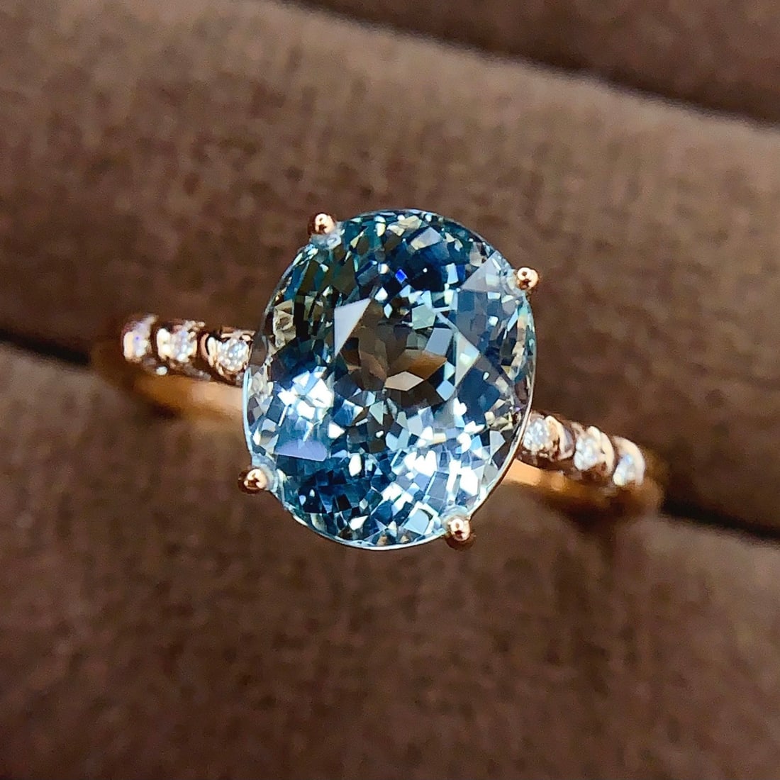 14k Gold 3.73 Ct Natural Aquamarine & Diamond Ring - 3