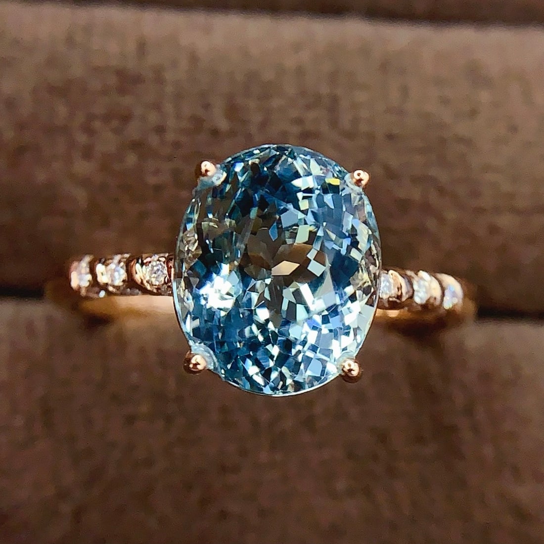 14k Gold 3.73 Ct Natural Aquamarine & Diamond Ring - 5