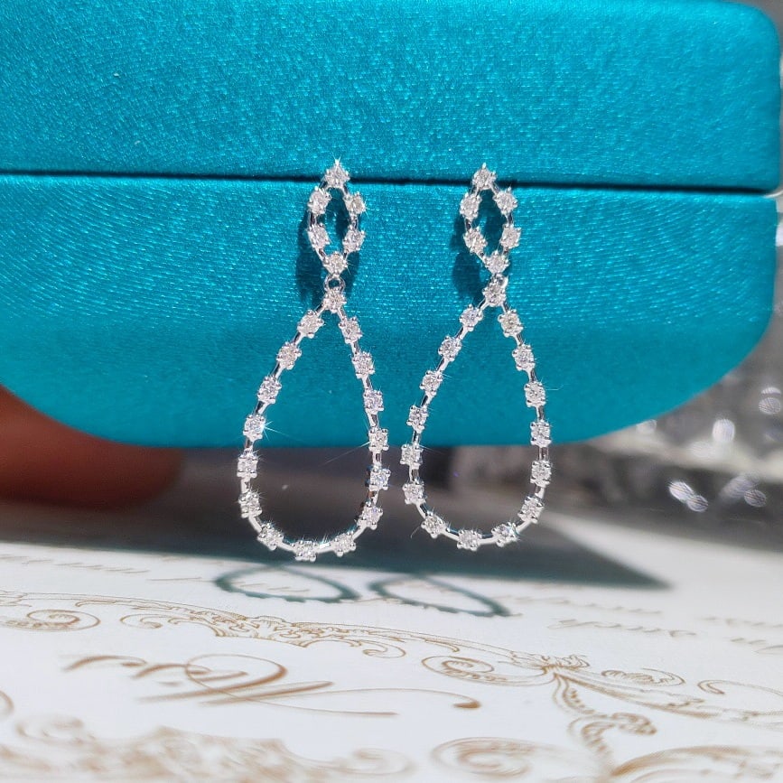 14k Gold 0.43 Ct Natural H Diamond Earrings - 2