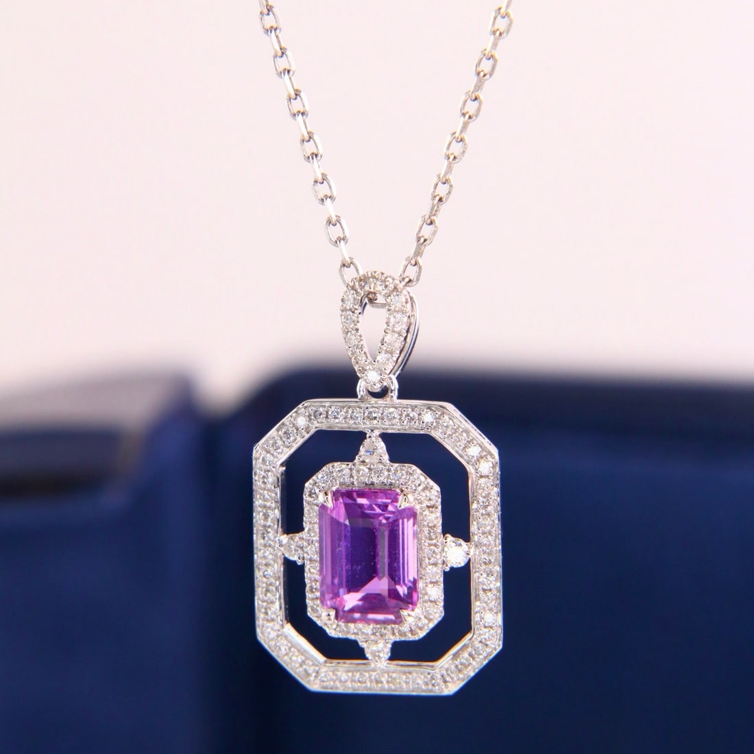 14k Gold 1.33 Ctw Natural Sapphire & Diamond Pendant( Without Chain ) - 3