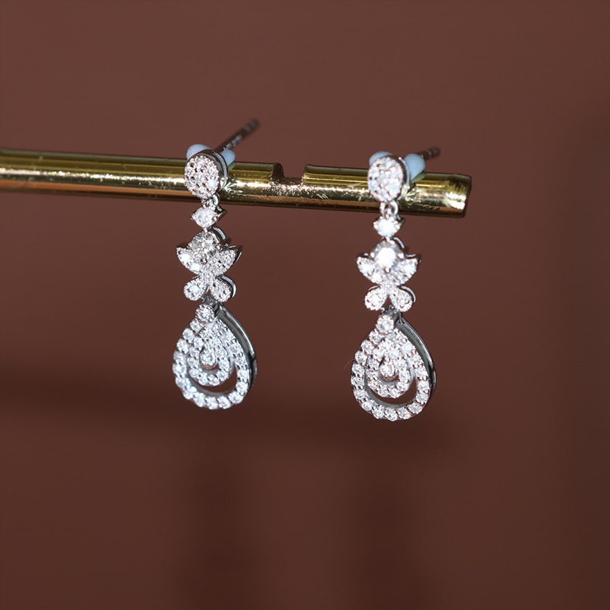 14k Gold 0.3 Ct Natural H Diamond Earrings - 5