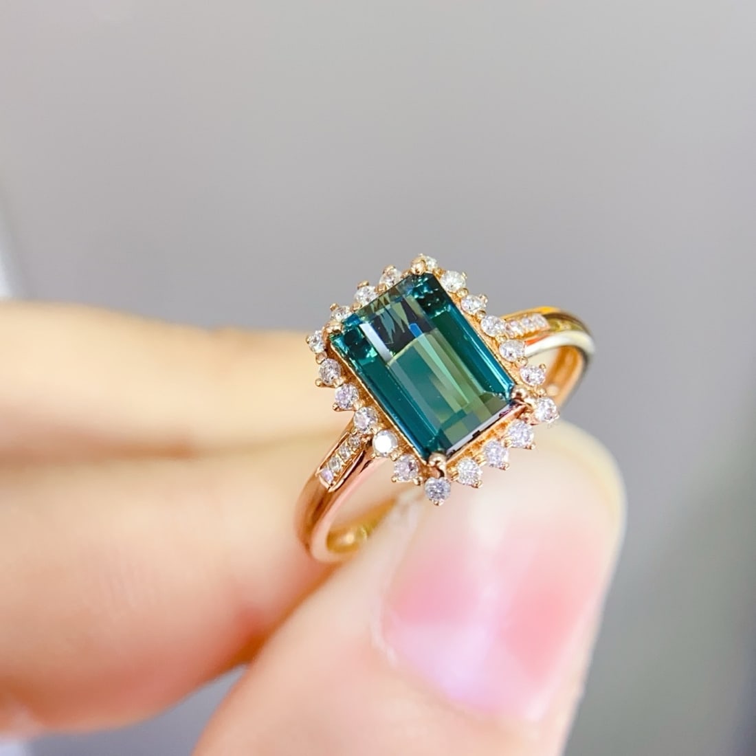 14k Gold 1.86 Ct Natural Tourmaline & Diamond Ring - 2