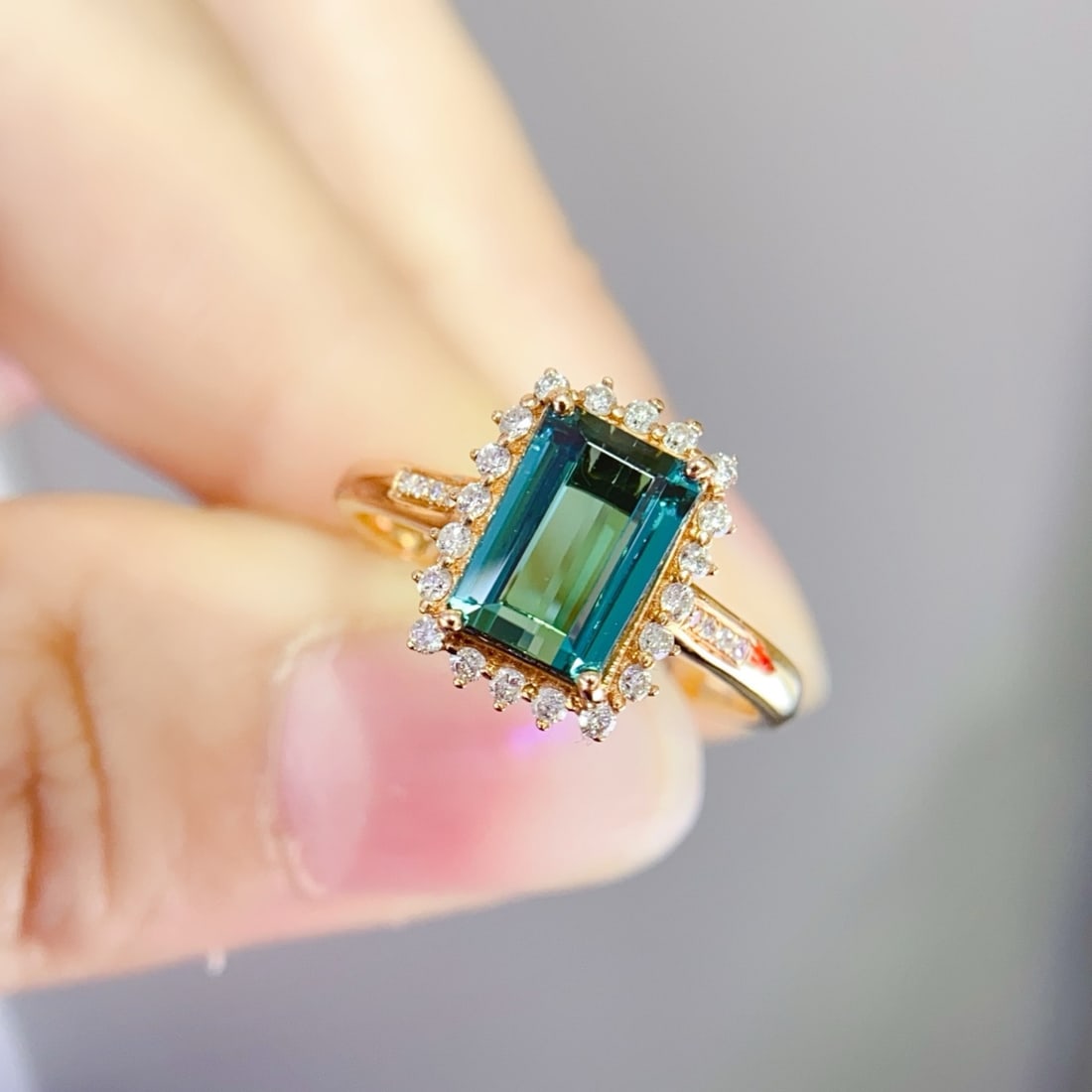 14k Gold 1.86 Ct Natural Tourmaline & Diamond Ring - 3