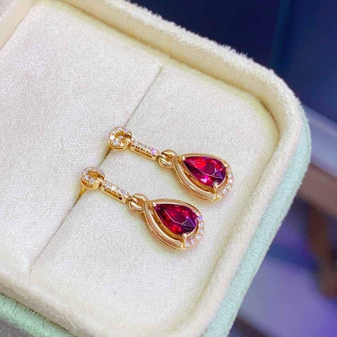 14k Gold 0.94 Ctw Natural Tourmaline & Diamond Earrings - 3