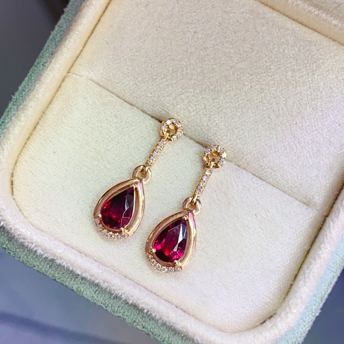14k Gold 0.94 Ctw Natural Tourmaline & Diamond Earrings - 4