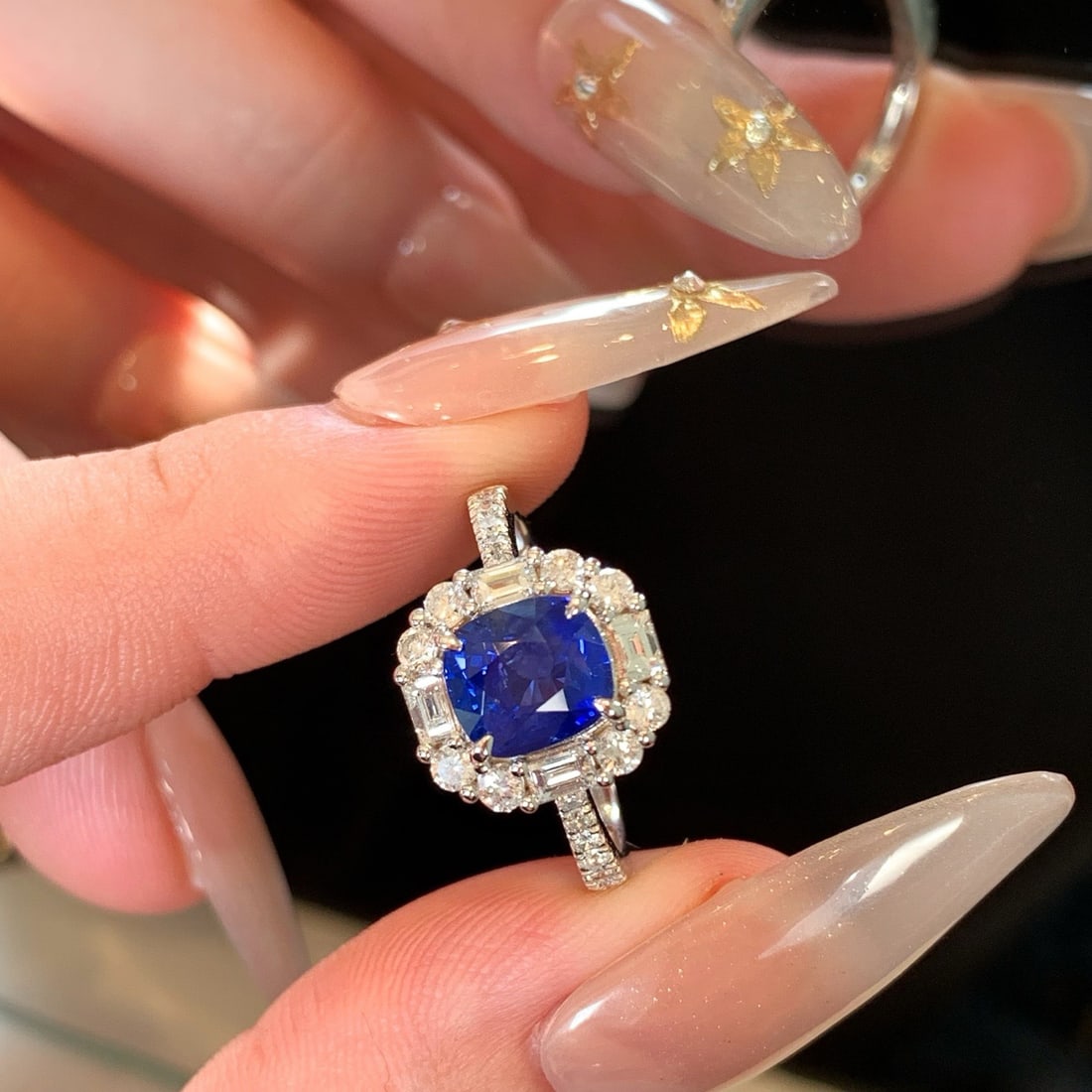 14k Gold 2.71 Ctw Natural Sapphire & Diamond Ring - 7