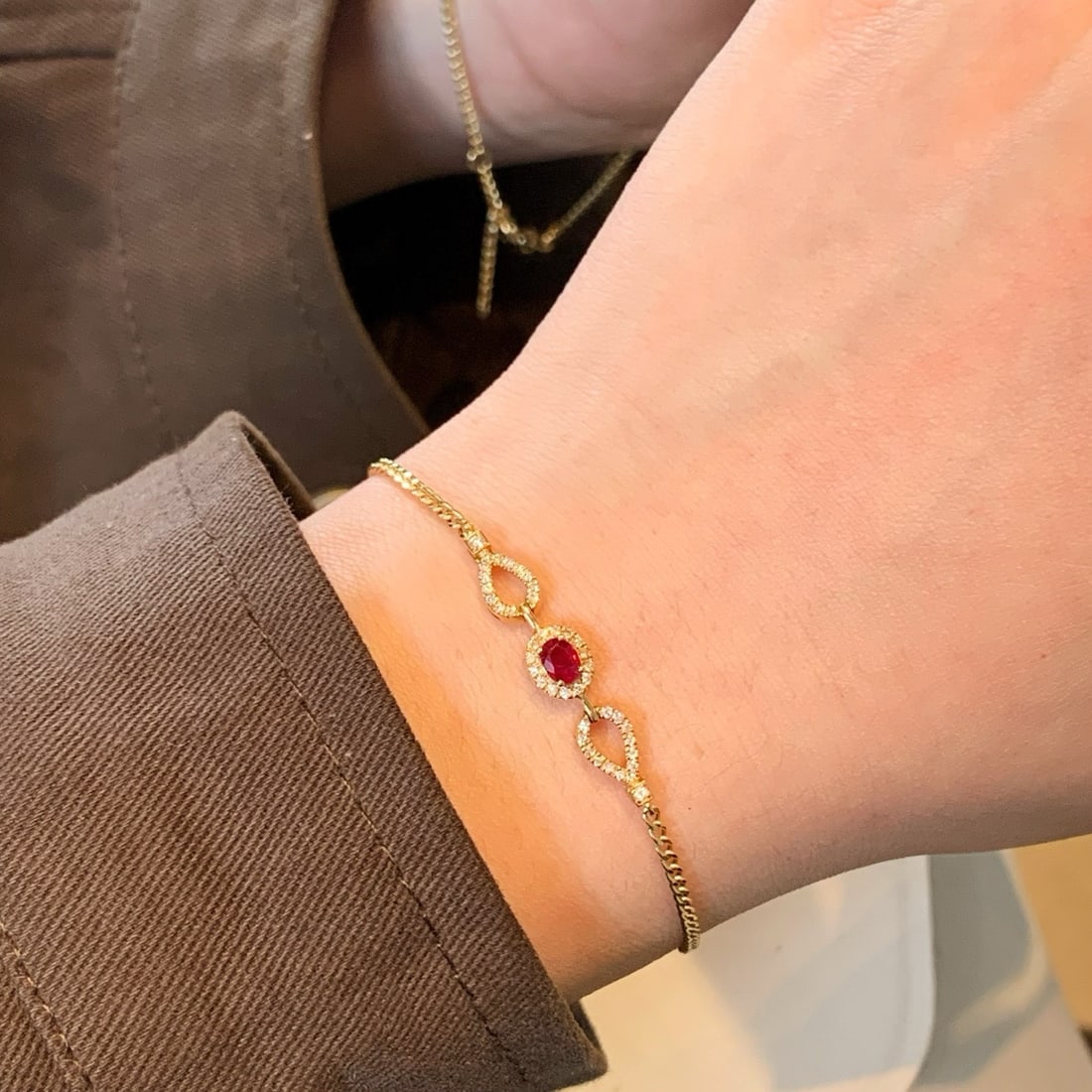 14k Gold 0.47 Ctw Natural Ruby & Diamond Bracelet - 5