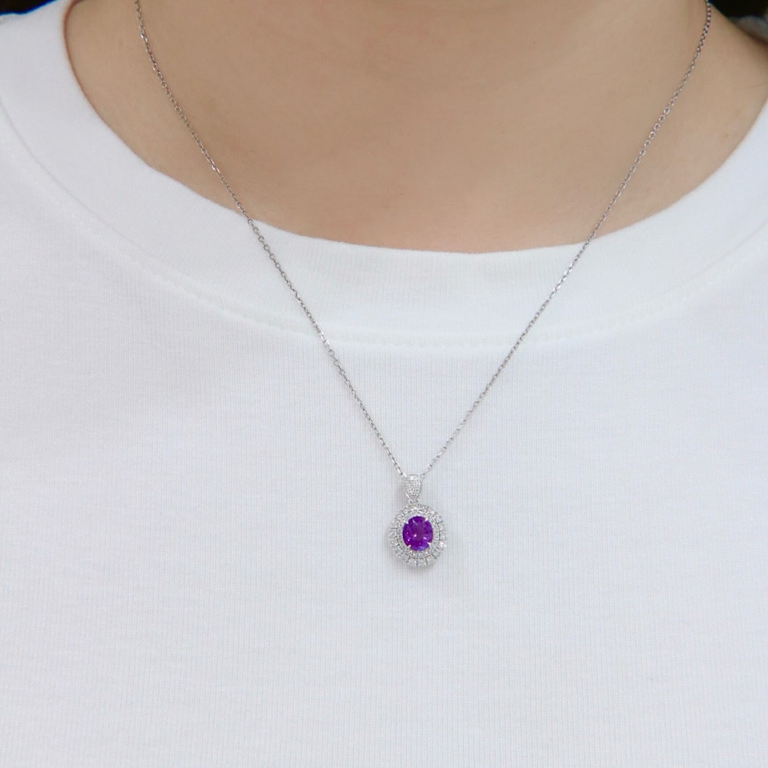 14k Gold 1.43 Ctw Natural Sapphire & Diamond Pendant( Without Chain ) - 4