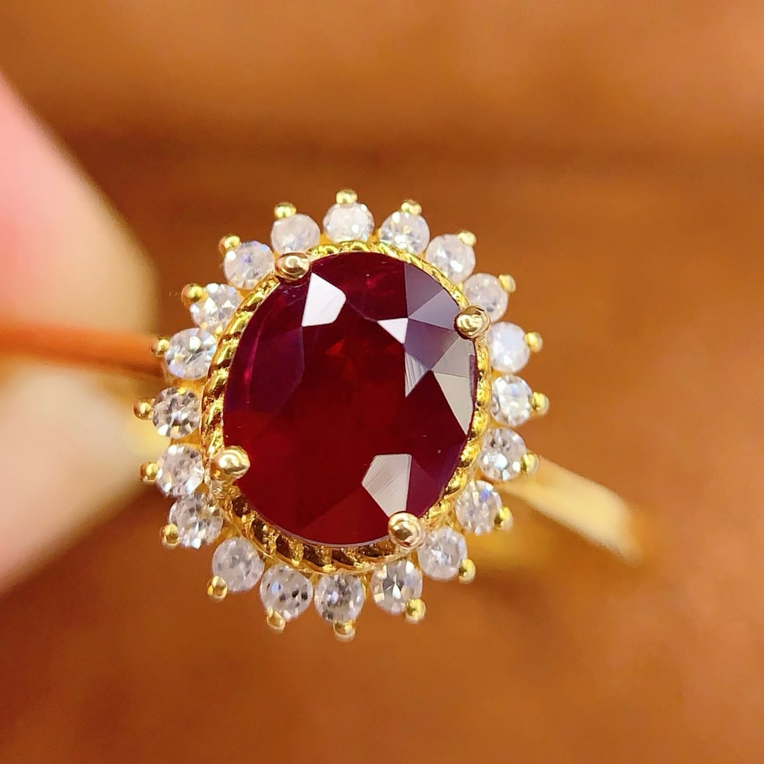 14k Gold 1 Ct Natural Ruby & Diamond Ring - 2