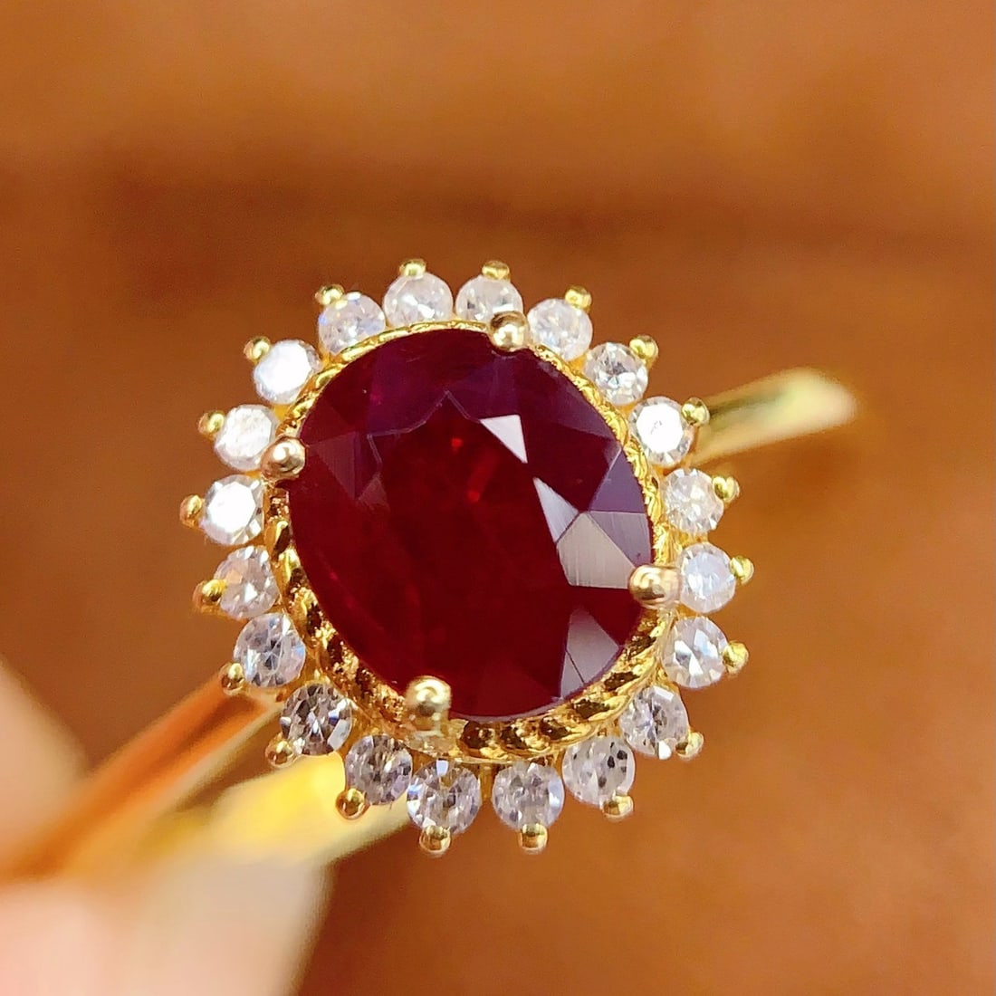 14k Gold 1 Ct Natural Ruby & Diamond Ring - 4