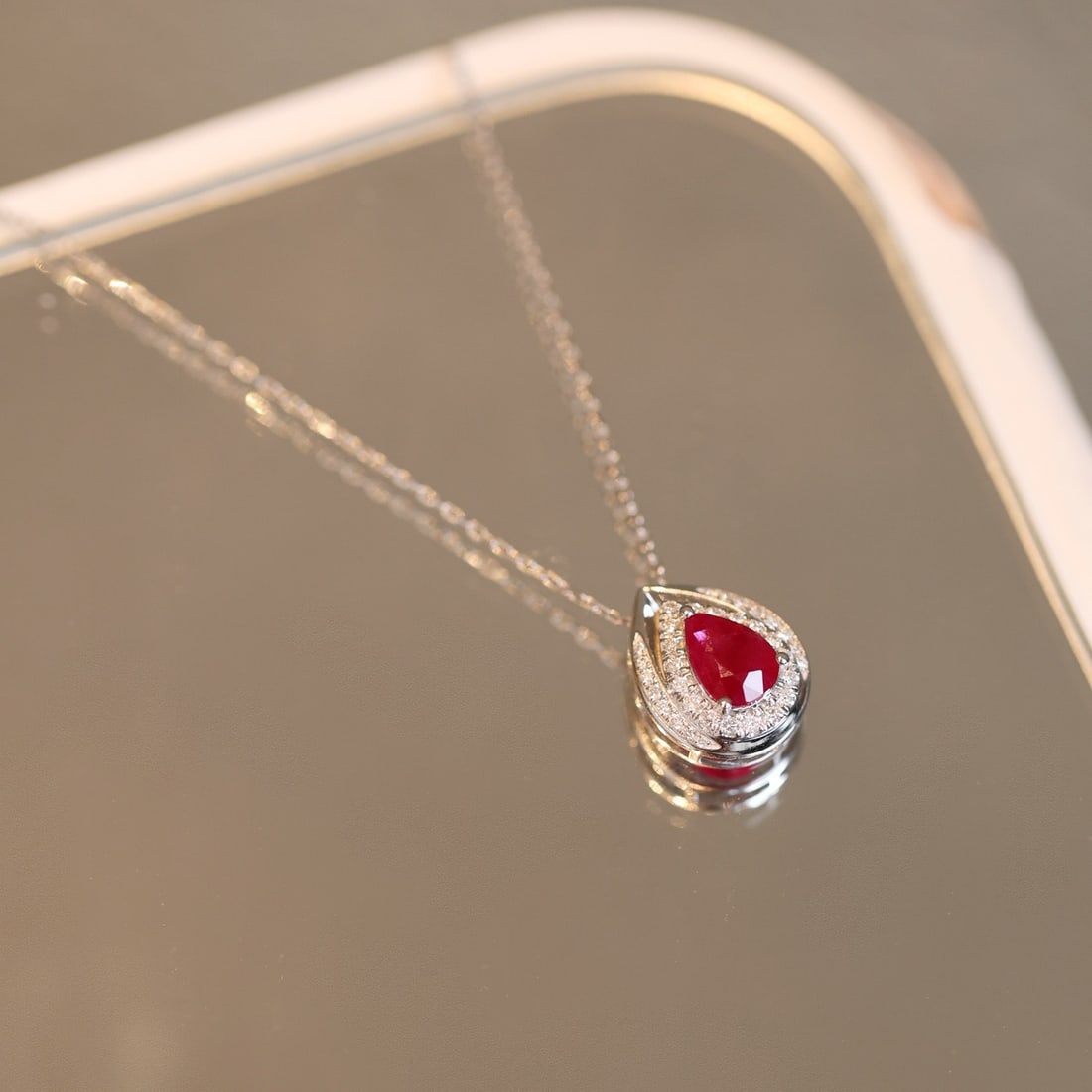 14k Gold 1.31 Ctw Natural Ruby & Diamond Pendant( Without Chain ) - 3