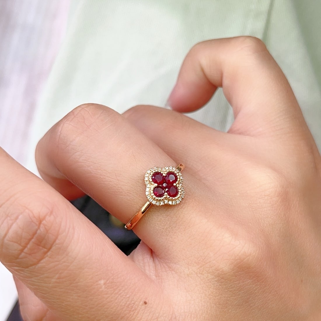 14k Gold 0.80 Ct Natural Ruby & Diamond Ring - 2