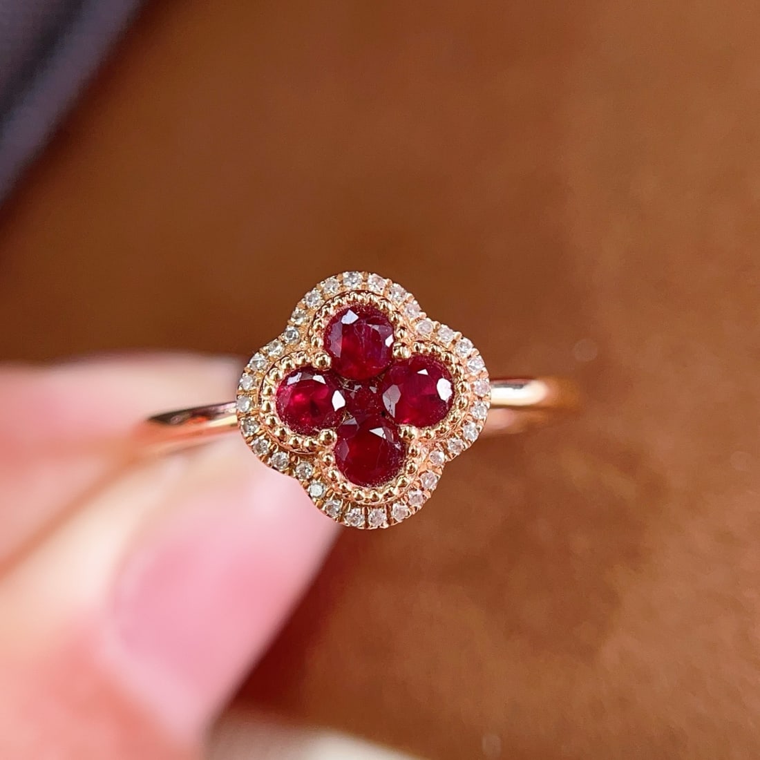 14k Gold 0.80 Ct Natural Ruby & Diamond Ring - 4