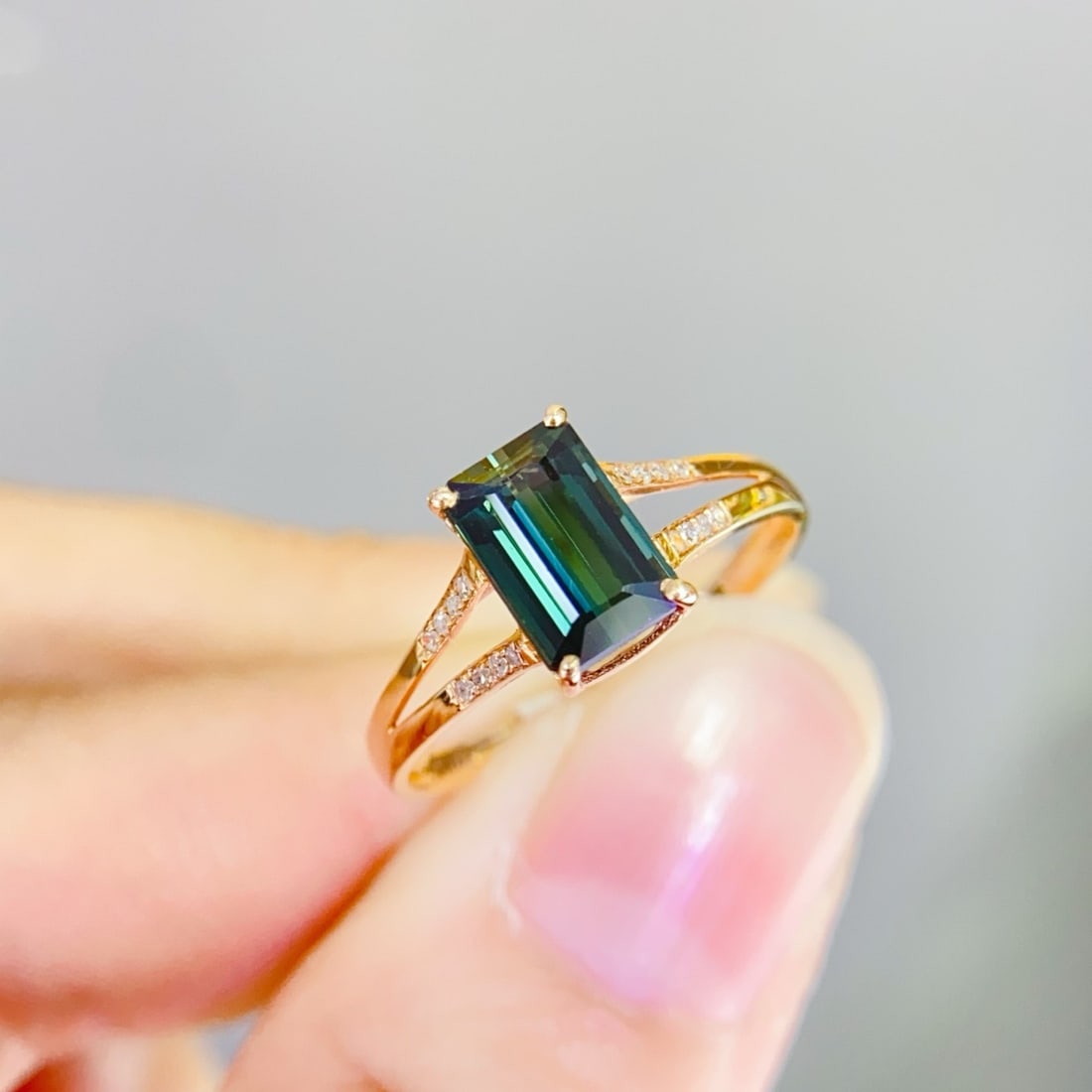 14k Gold 2.2 Ct Natural Tourmaline & Diamond Ring - 2
