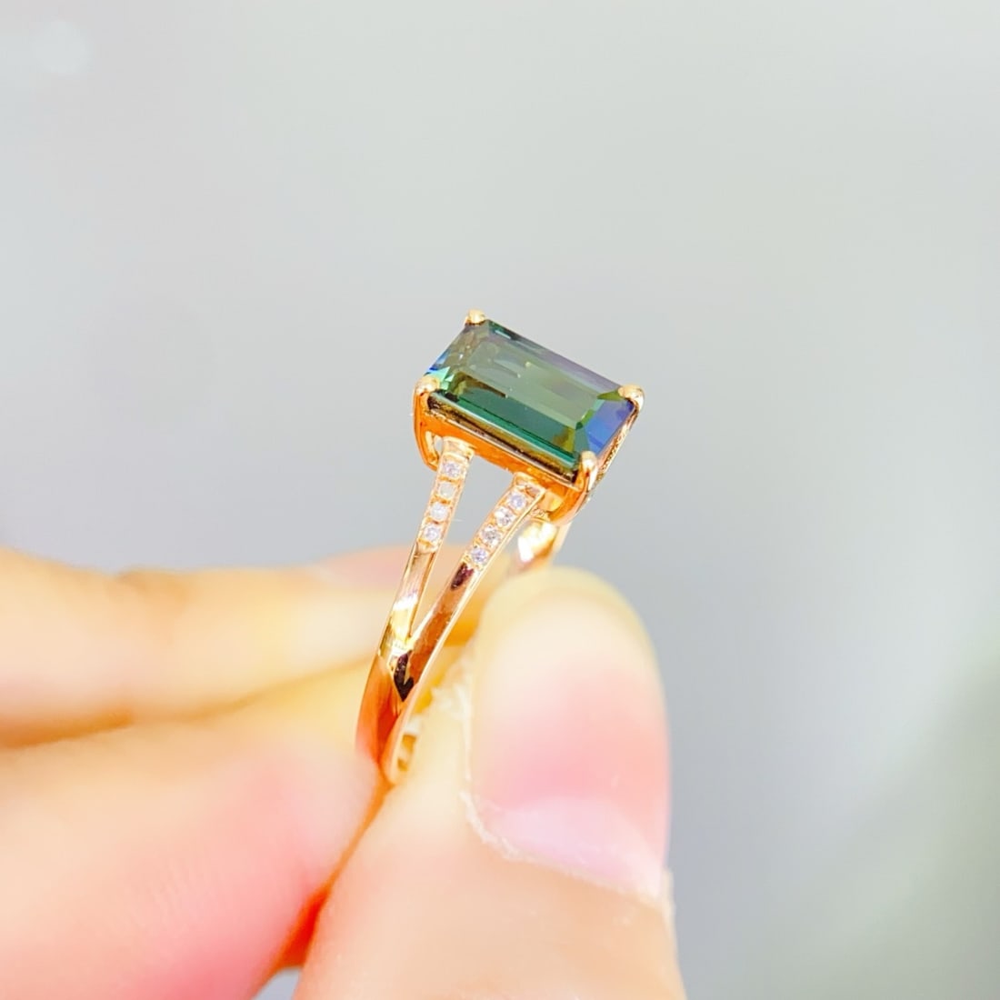 14k Gold 2.2 Ct Natural Tourmaline & Diamond Ring - 3