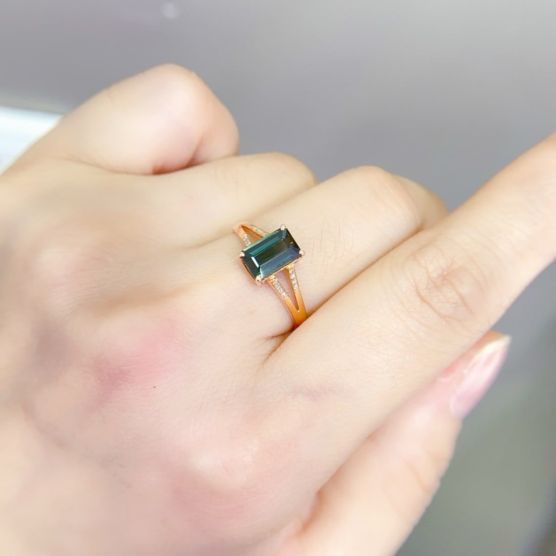 14k Gold 2.2 Ct Natural Tourmaline & Diamond Ring - 6