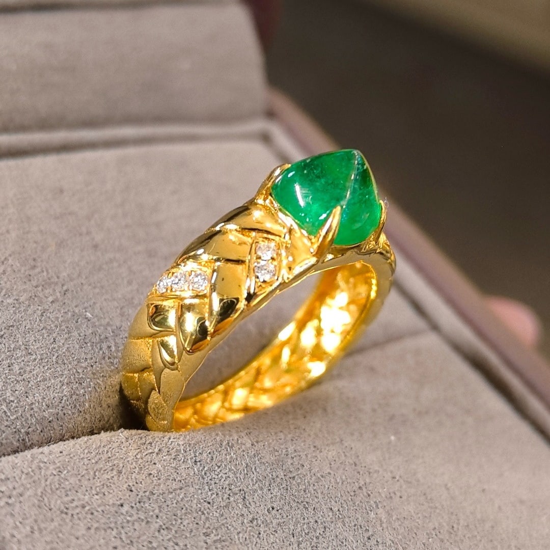 14k Gold 1.99 Ctw Vivid Green Natural Emerald & Diamond Ring - 3