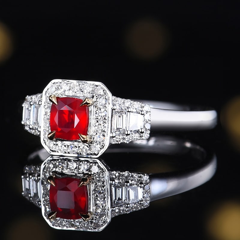 14k Gold 0.62 Ctw Natural Ruby & Diamond Ring - 4
