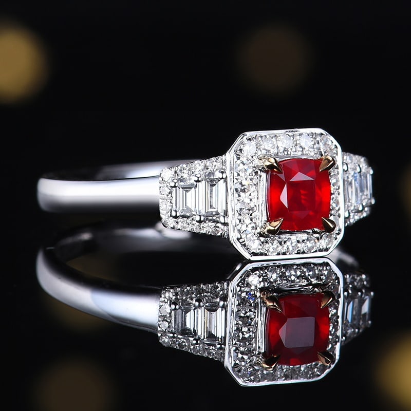 14k Gold 0.62 Ctw Natural Ruby & Diamond Ring - 5