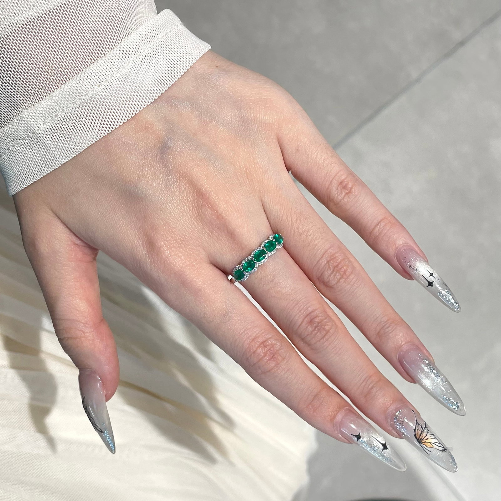 14k Gold 0.78 Ct Natural Emerald & Diamond Ring - 2