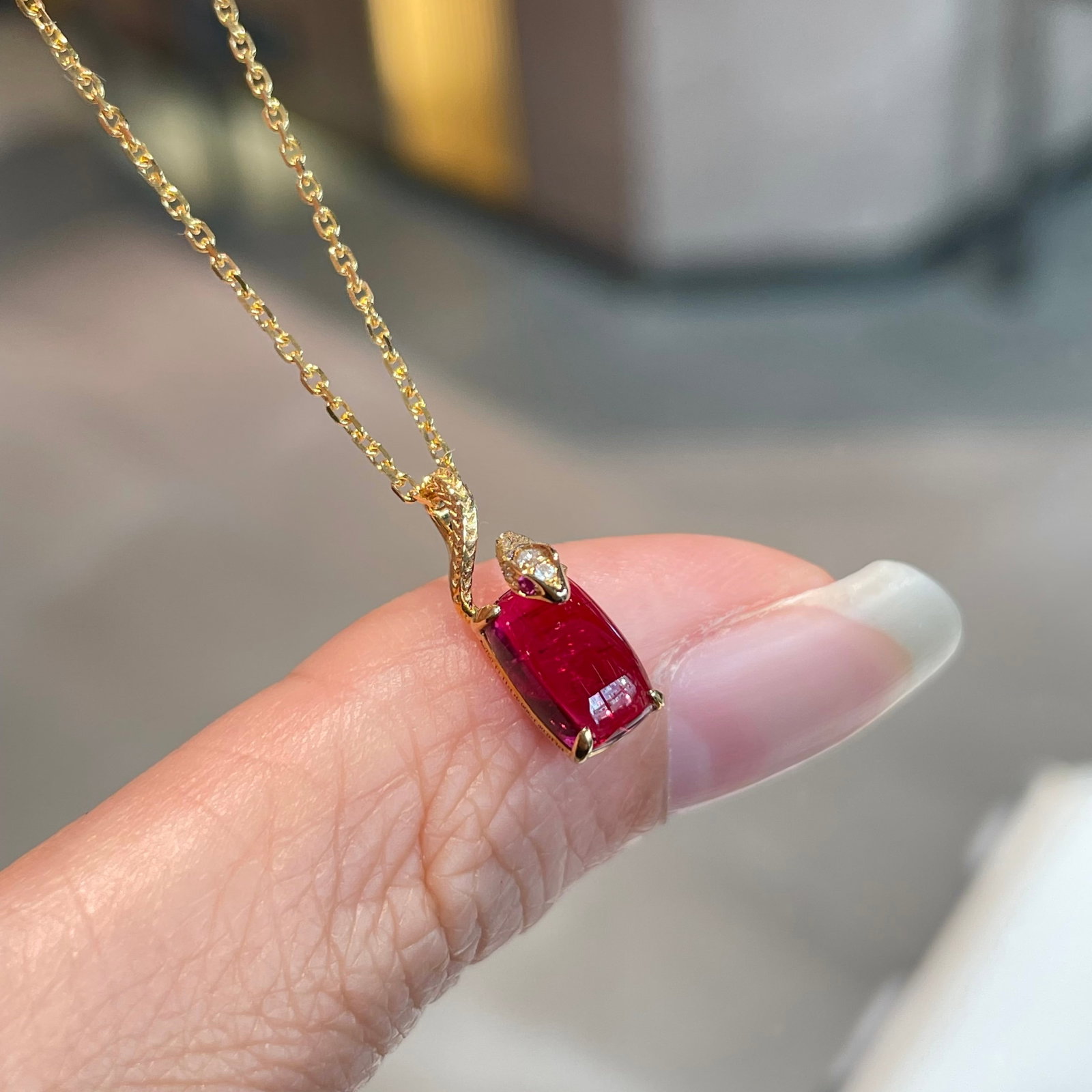 14k Gold 1 Ct Natural Tourmaline & Diamond Pendant( Without Chain ) - 8