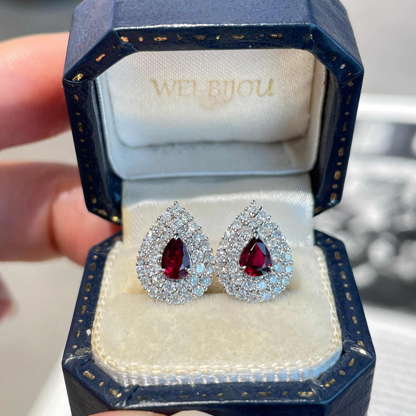 14k Gold 0.6 Ct Natural Ruby & Diamond Earrings - 2
