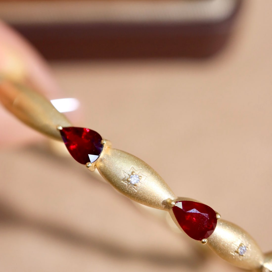 14k Gold 2.39 Ctw Natural Ruby & Diamond Bangle - 6