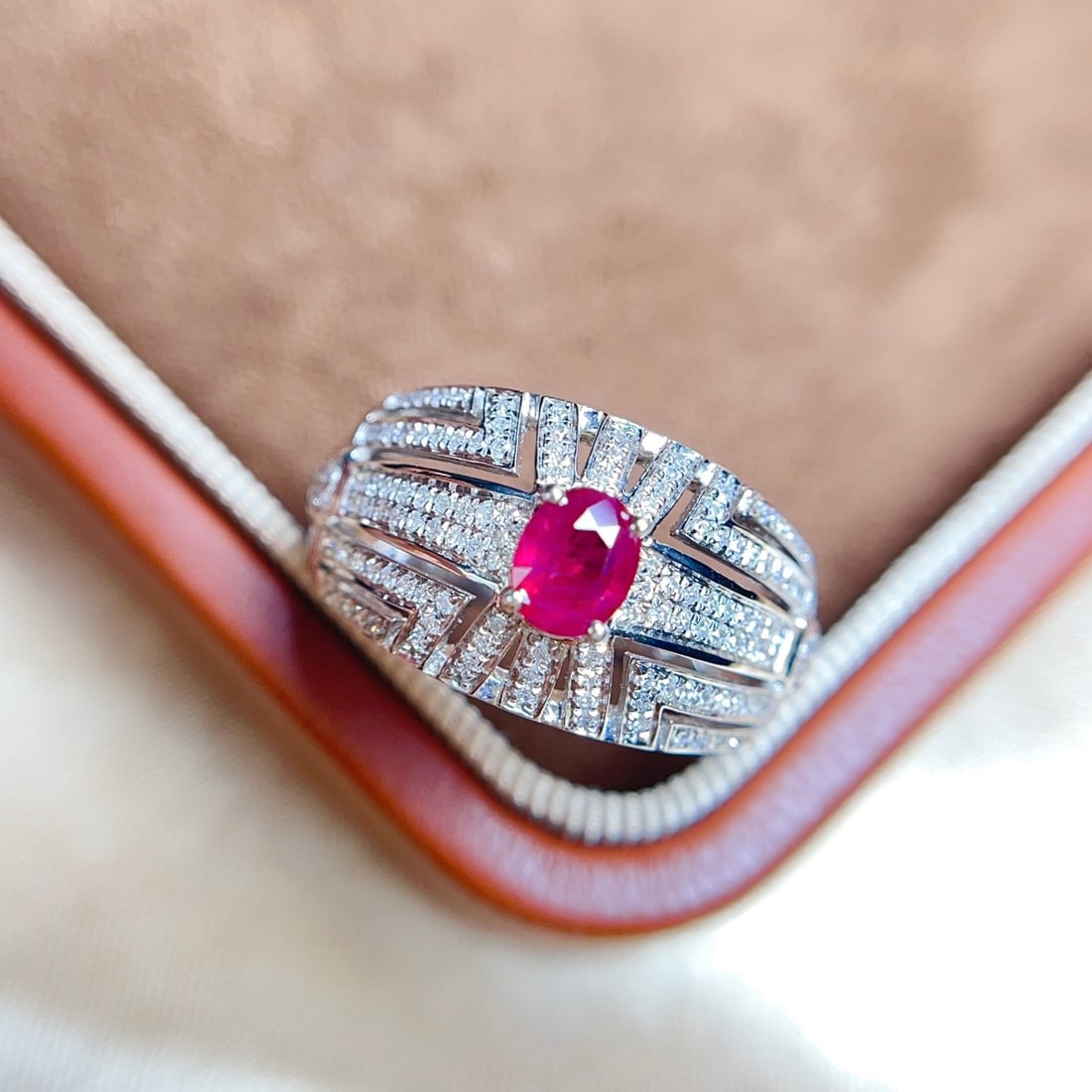 14k Gold 0.70 Ct Natural Ruby & Diamond Ring - 3