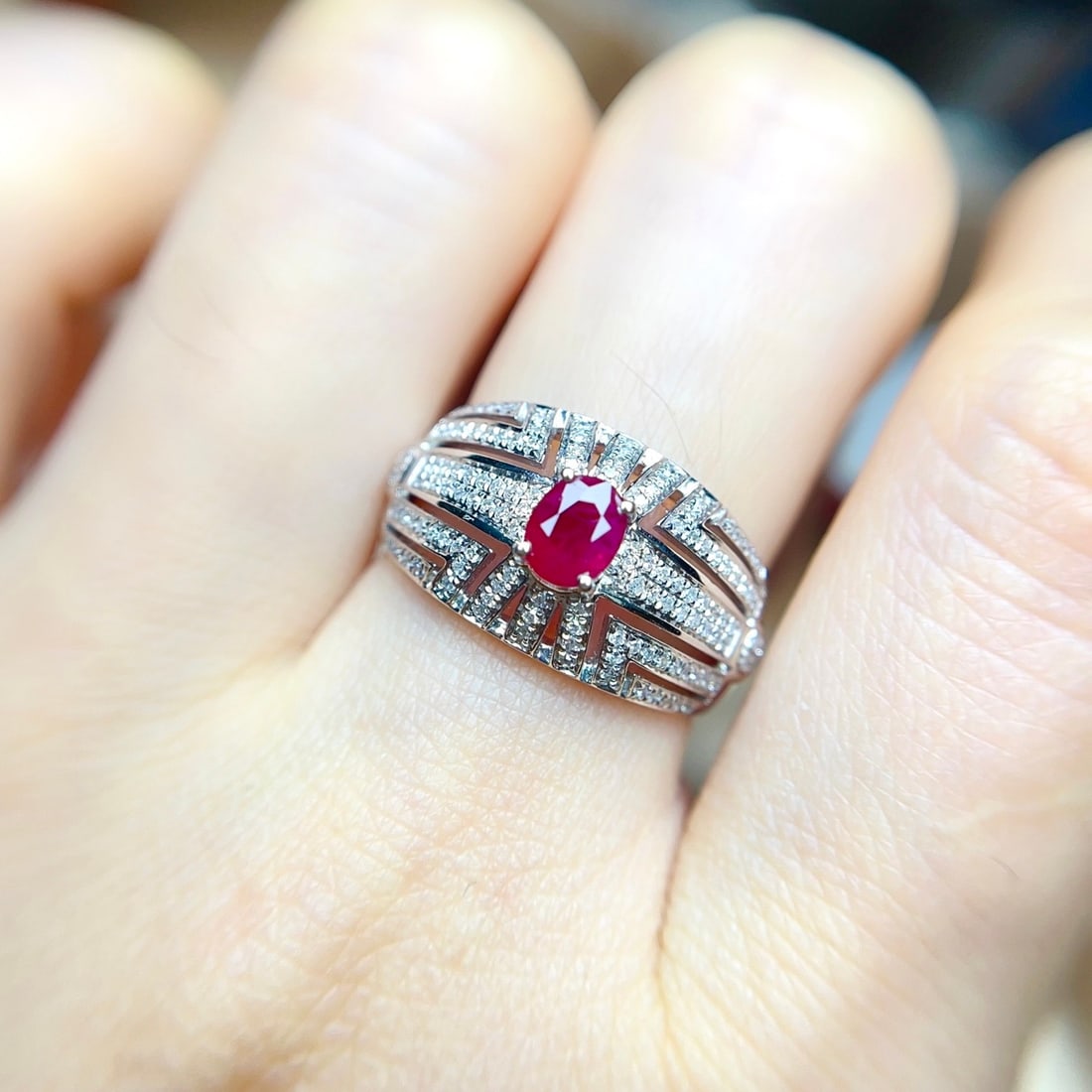 14k Gold 0.70 Ct Natural Ruby & Diamond Ring - 6