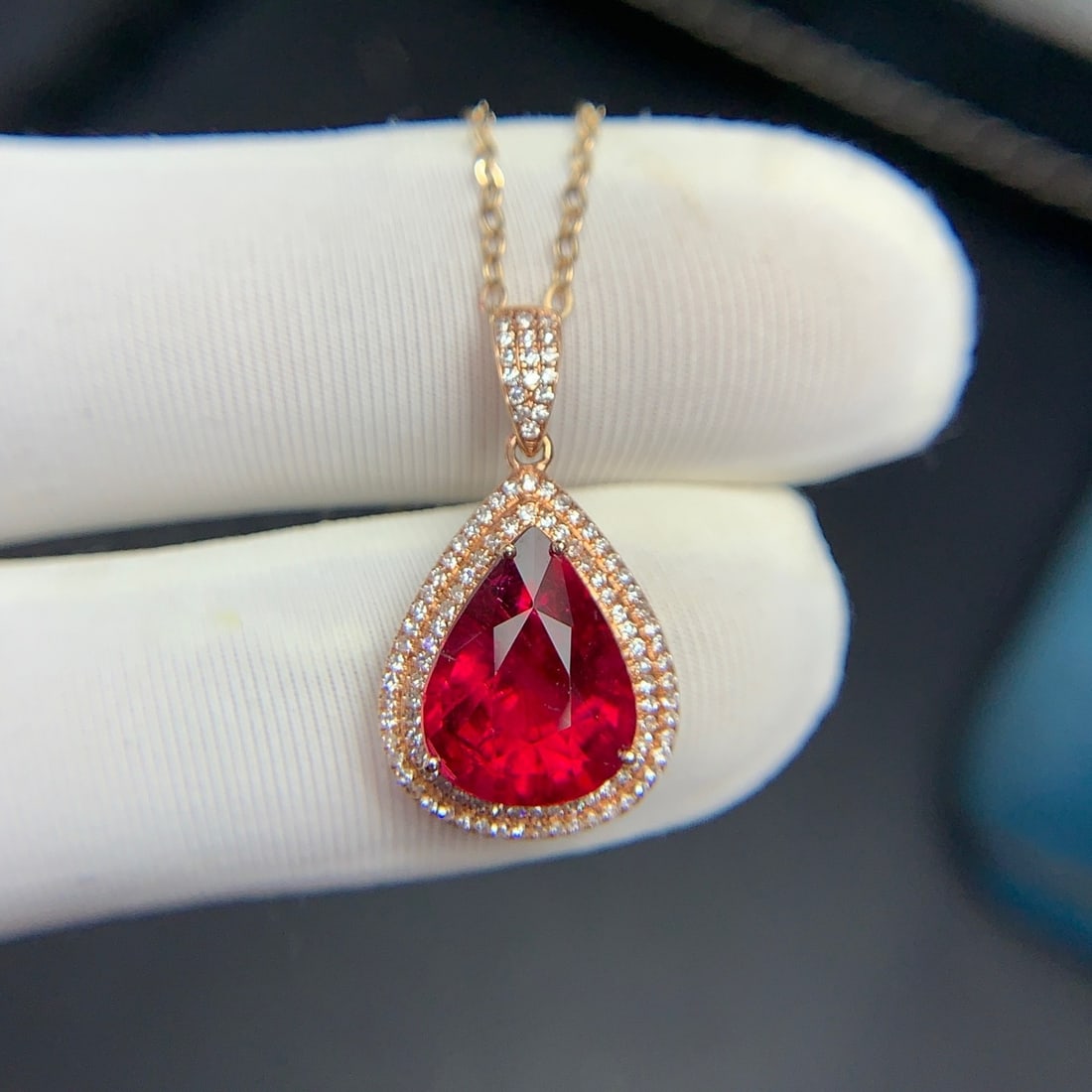 14k Gold 3.6 Ct Natural Tourmaline & Diamond Pendant( Without Chain ) - 2