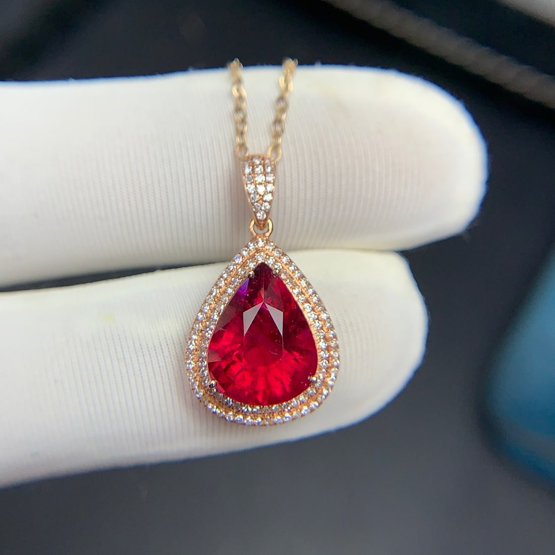 14k Gold 3.6 Ct Natural Tourmaline & Diamond Pendant( Without Chain ) - 8