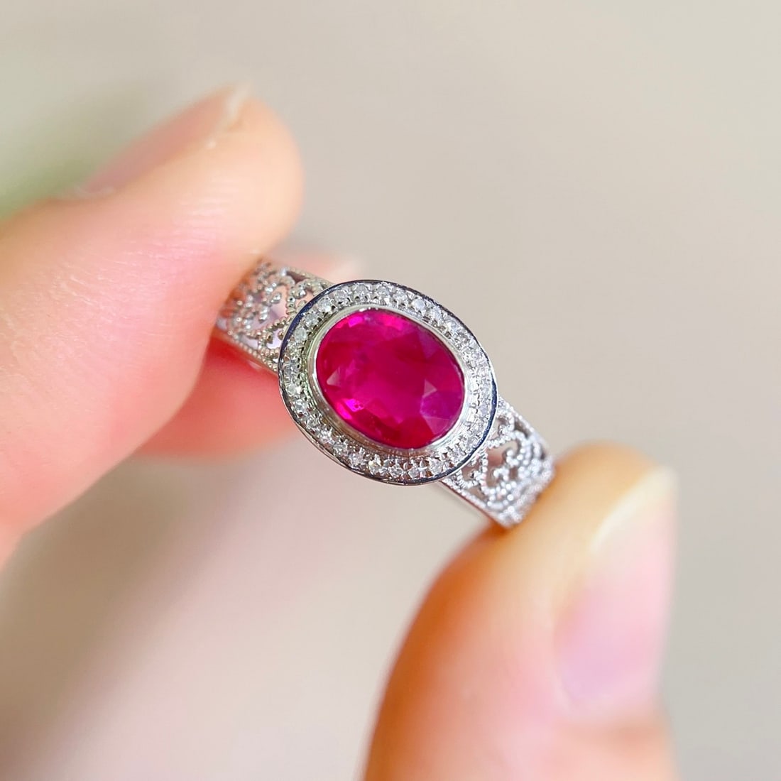 14k Gold 1.10 Ct Natural Ruby & Diamond Ring - 2