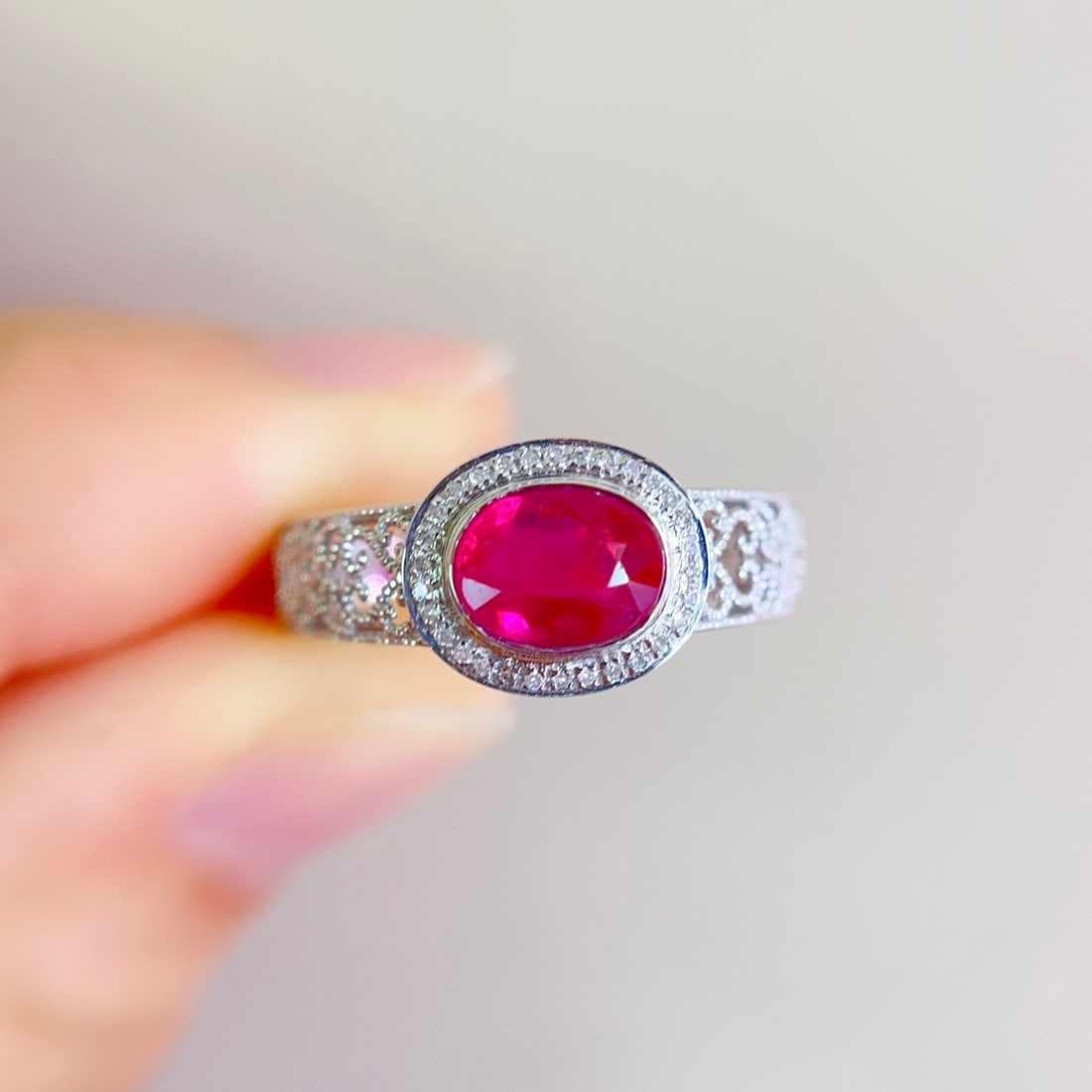 14k Gold 1.10 Ct Natural Ruby & Diamond Ring - 3