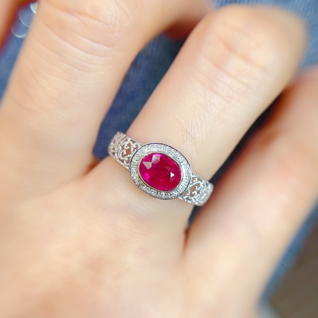 14k Gold 1.10 Ct Natural Ruby & Diamond Ring - 4