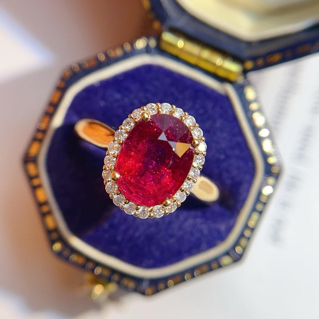 14k Gold 1.90 Ct Natural Tourmaline & Diamond Ring: Ref:231096182 // gold content:14k gold // ring size:7. 25us // // main gemstone:tourmaline // shape:oval // carat weight:1. 90ct // color:red // treatment:natural // // adjacent gemstone 2 : diamond