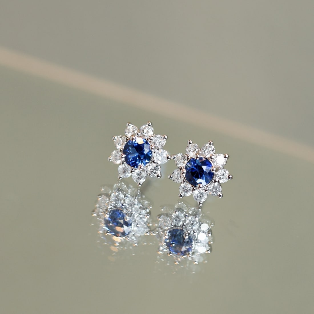 14k Gold 1.19 Ctw Natural Sapphire & Diamond Earrings - 3